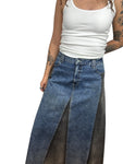 90s Retro Denim Maxi Skirt