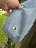 Handmade Upcycled Denim Crossbody w/ Patches - Inside Zipper Pocket
